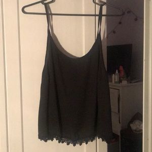 Black Lace Detail Tank Top